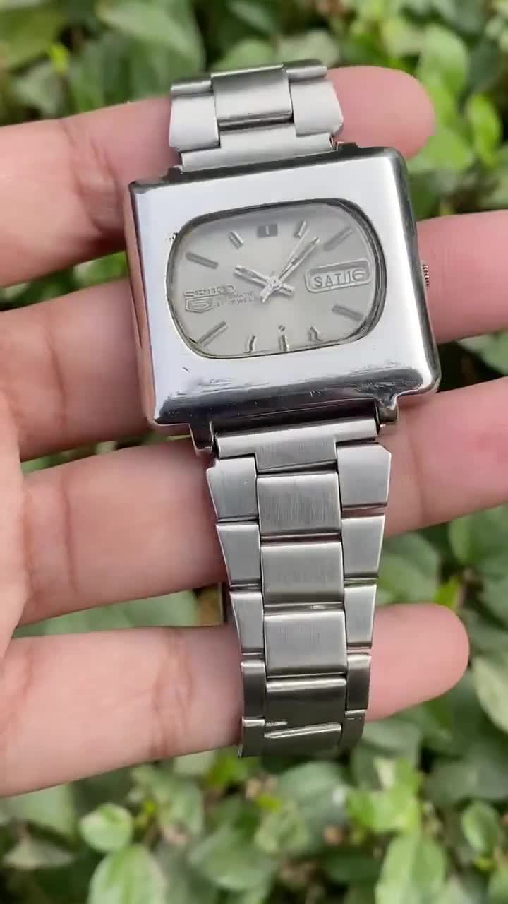 Vintage Rare SEIKO 5 Automatic TV Shape Model 6319-5000 A Day/date