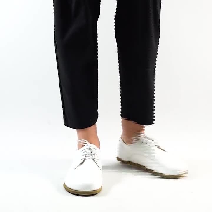 WOMEN Zero Drop Oxford Shoes Barefoot ALL WHITE Patent