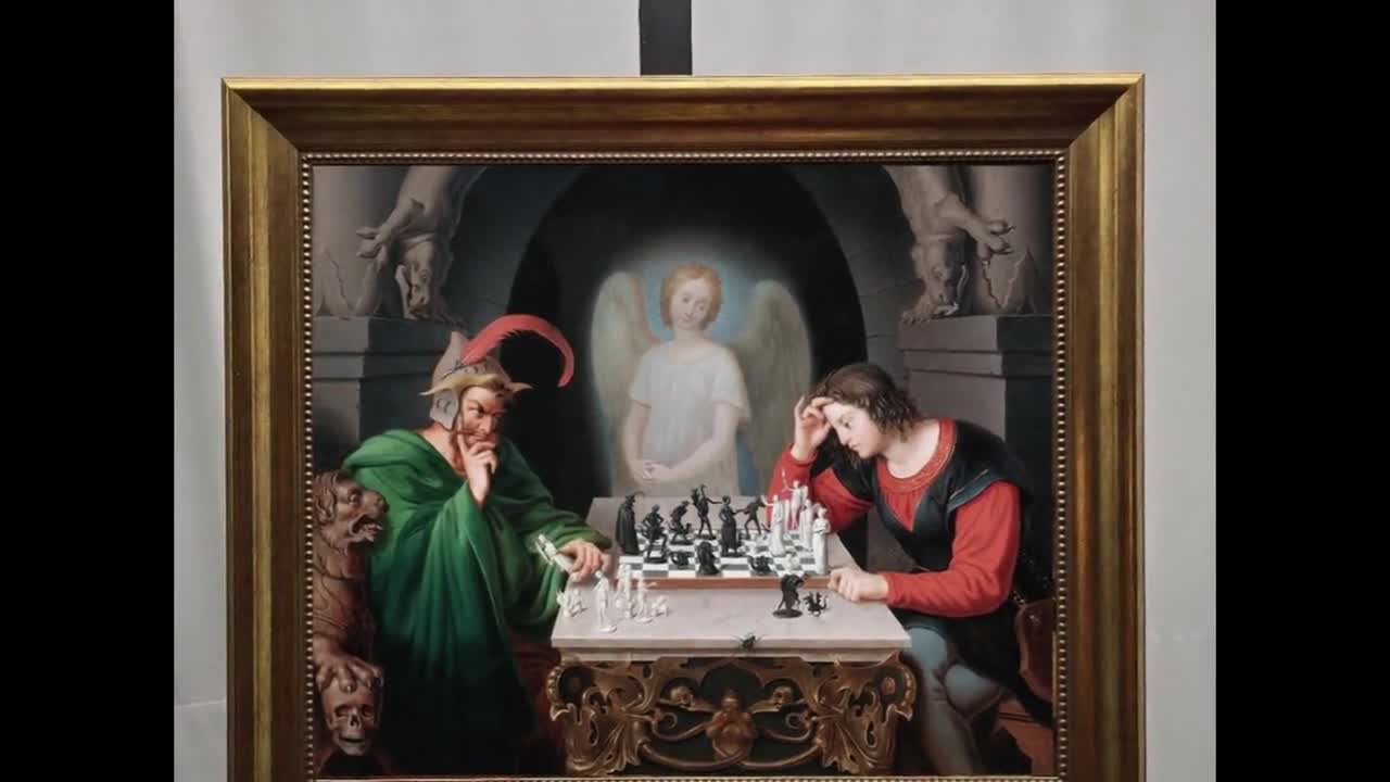 Checkmate Painting by Moritz Retzsch (1831), Canvas Print With