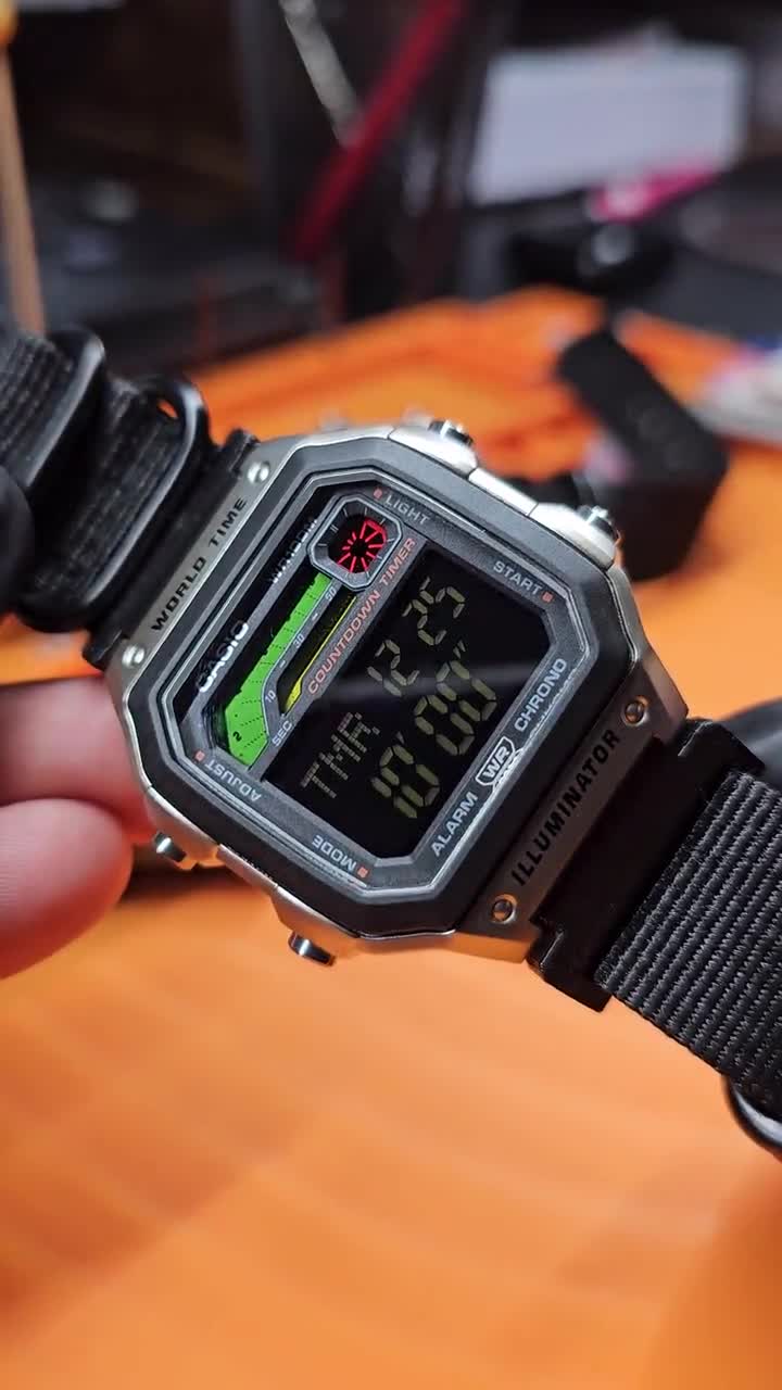 Custom Casio WS-1600 Mod – AE1200 Grey and Black Case, Negative