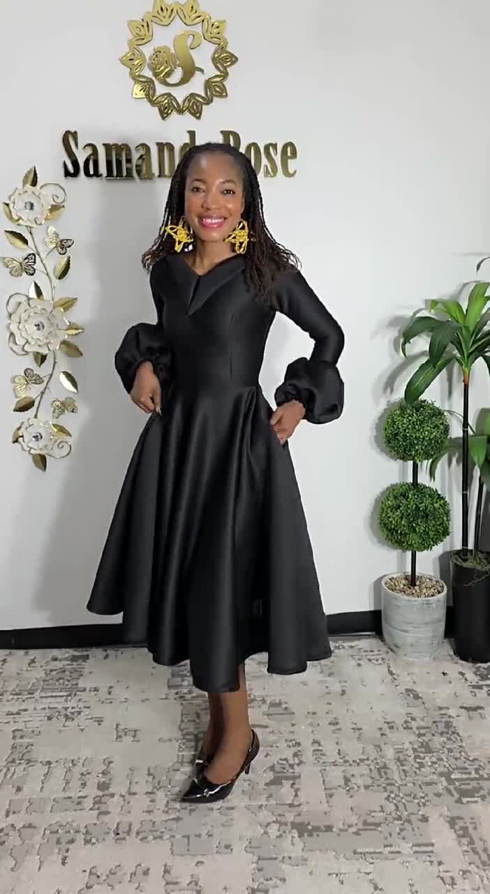 black mormon dress Saint + Sofia | Women's Esme Zip Up Dress | Dress | Navy main image 1