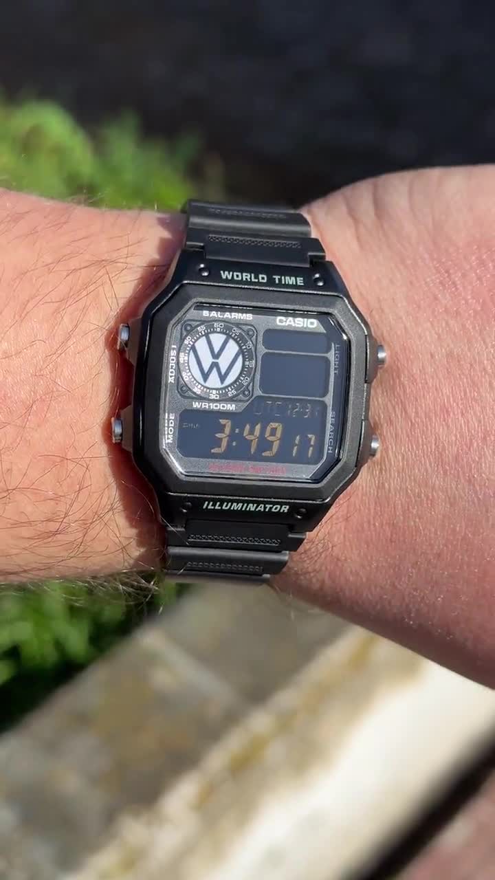 Custom Casio AE1200 Digital Watch – Volkswagen Mod, World Time - Etsy