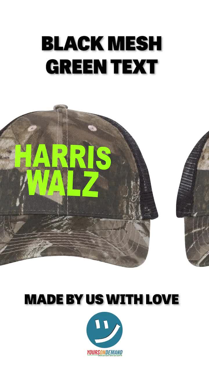 Harris Walz Hat Camo Mesh Back Cap Made to Order With Love | YOD