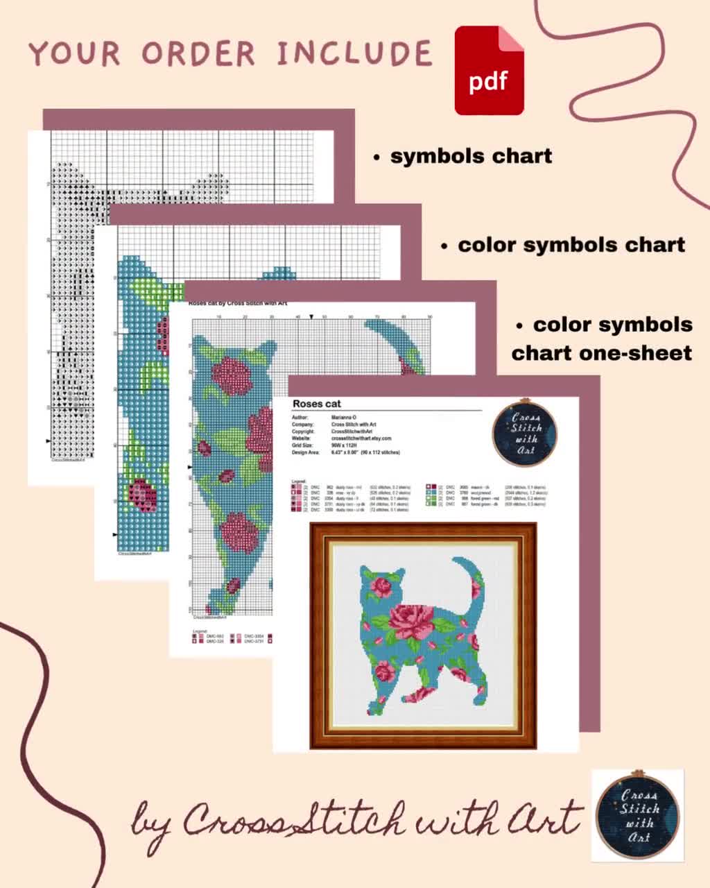 Cats Cross Stitch Pattern Cat Modern Cross Stitch Animal Cross