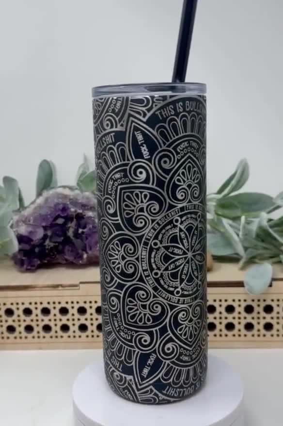 Hidden Cuss Word Mandala Tumbler – 20oz or 40oz Laser Engraved Stainless Steel | Skinny or Stanley Style | Funny Secret Swear Gift video poster