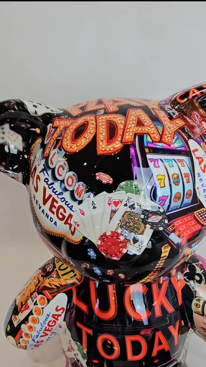 Artbrut by Ann - Jackpot Bear | Pop Art Resin Sculpture | Casino
