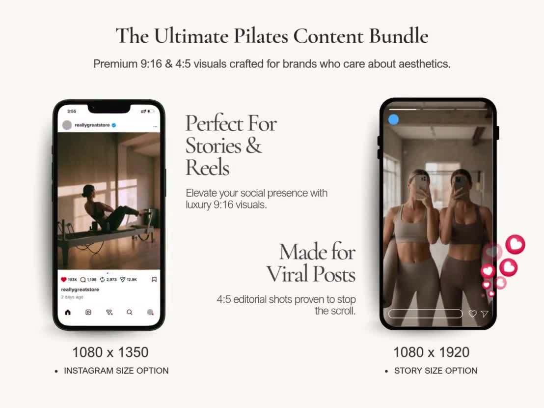 600 Pilates & Wellness Stock Fotos • Leitartikel Fitness Bilder • Ästhetischer Feedbacker Inhalt • Instagram Photo Bundle • Kommerzielle Nutzung video poster