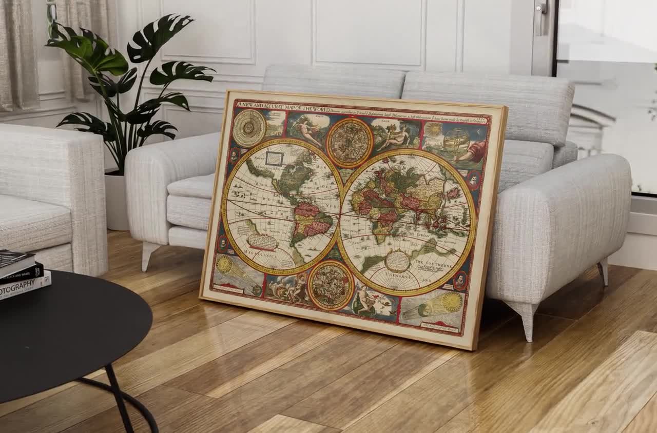 John Speed Ancient Double Hemisphere World Map. Fine Art Print - Etsy