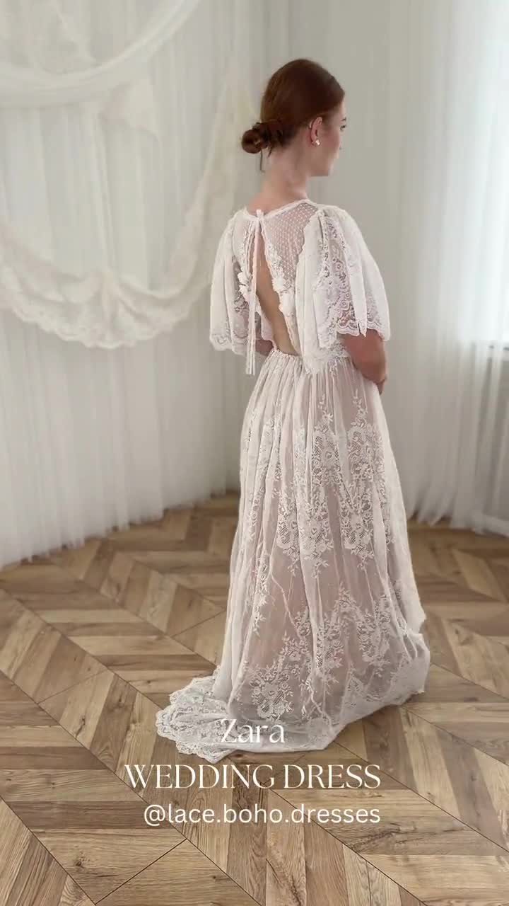 Zara wedding dress, wedding dress, bohemian wedding dress, lace wedding  dress, elopement dress, elopement gown, boho wedding gown