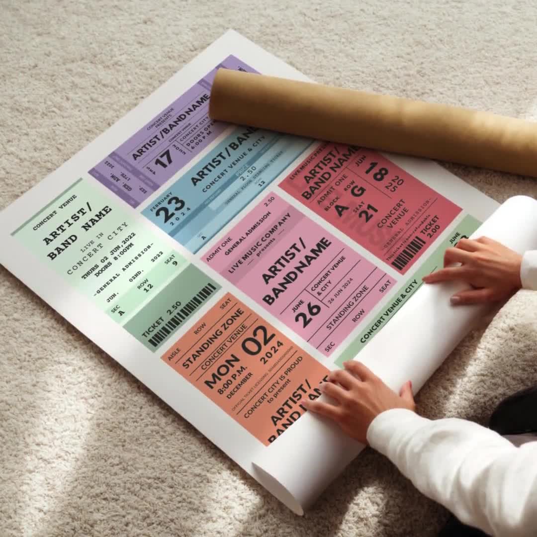 Digital Custom Concert Ticket Stub Poster, Personalized Memory Art