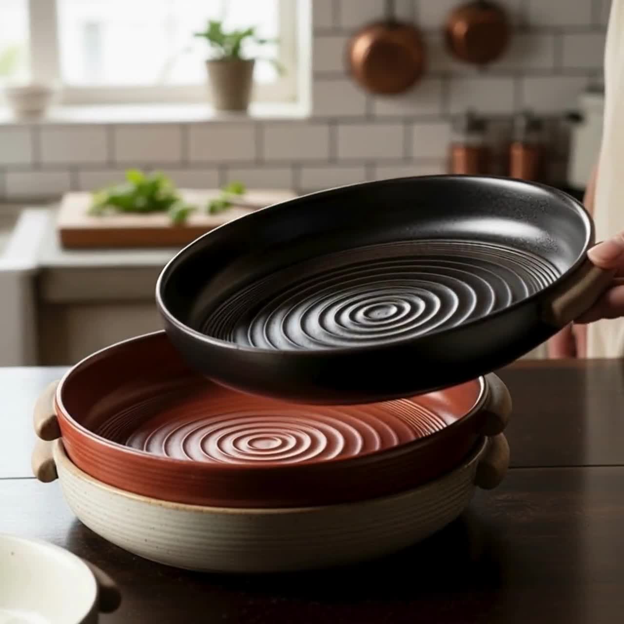 Handmade Rustic Stoneware Baking Pan – Double-Ear Ceramic Bakeware video poster