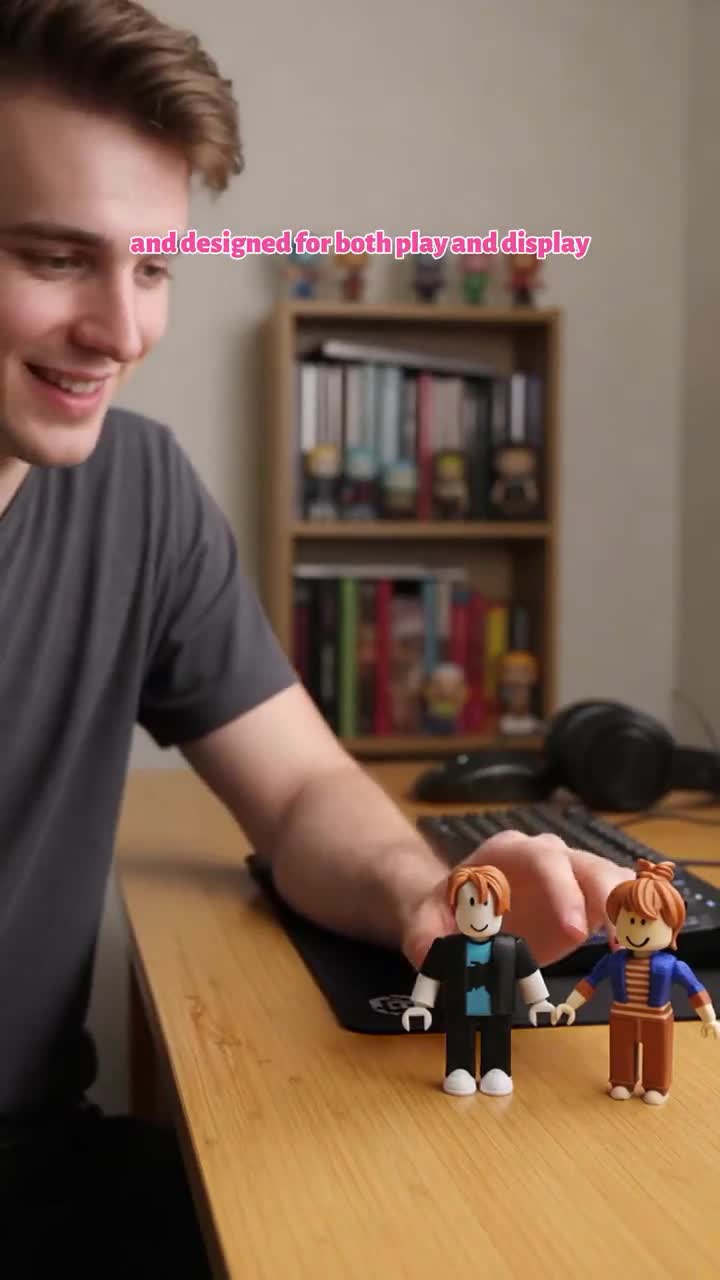 Figura de Bacon de ROBLOX impresa en 3D personalizada, modelo Noob, Blockman – Coleccionable para jugadores video poster