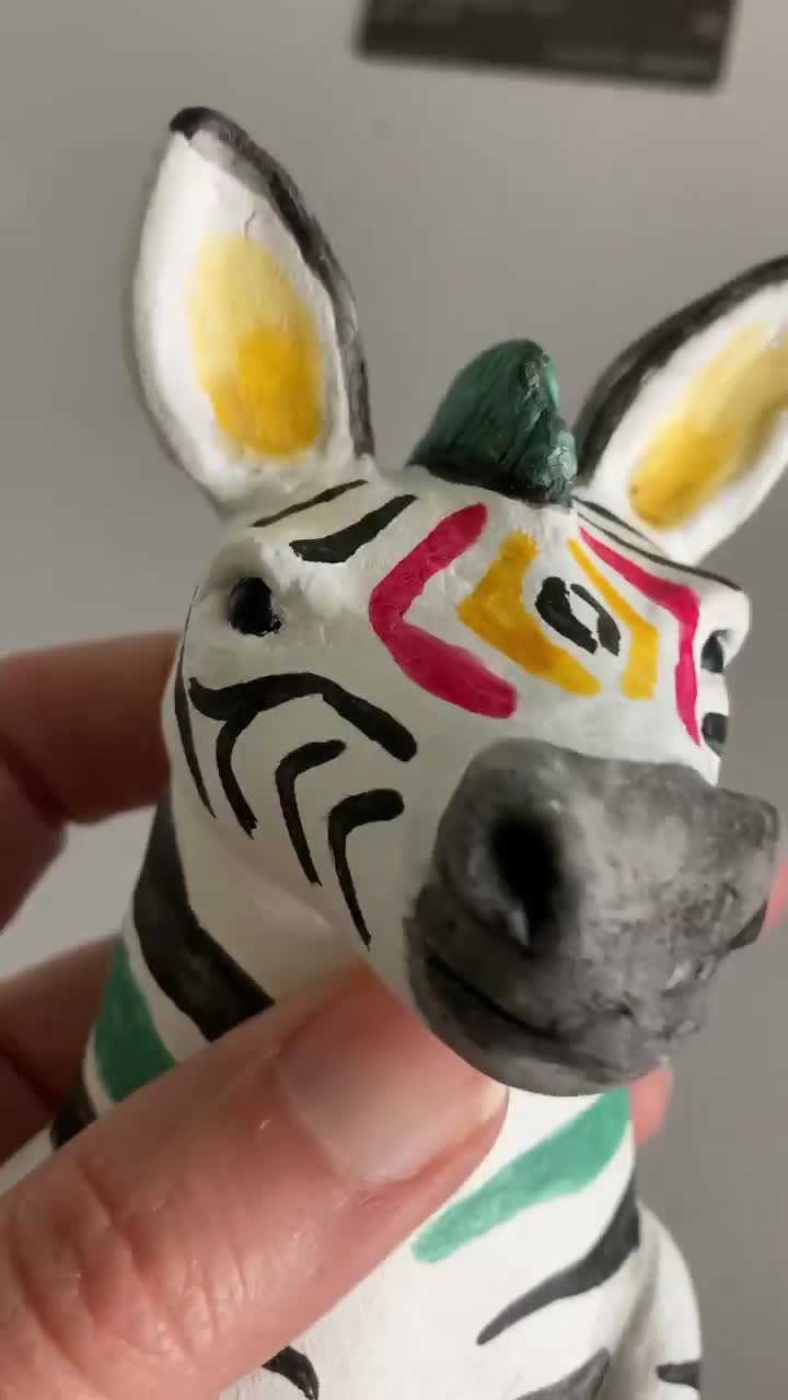 Zebra Figurine - Polymer Clay Animals Continents Collection