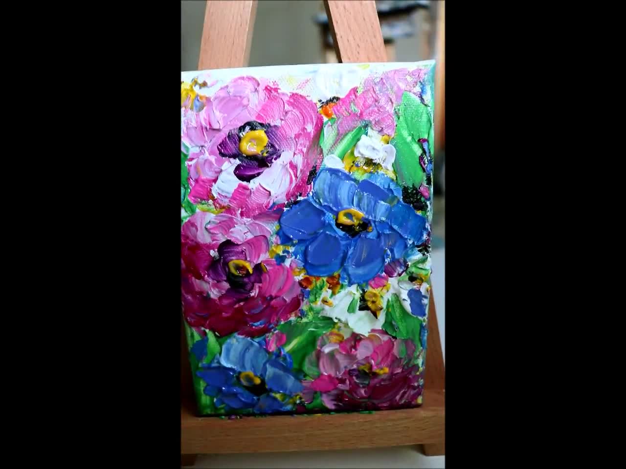 Original Zinnia Oil Painting: Abstract Impressionist Floral Art