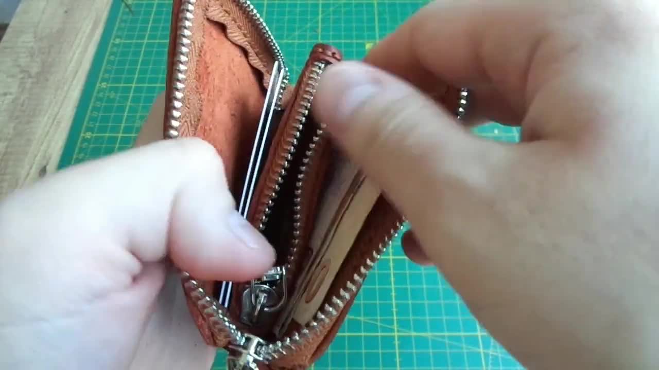 Stone Work Zipper Double Zip Ladies PU Leather Wallet