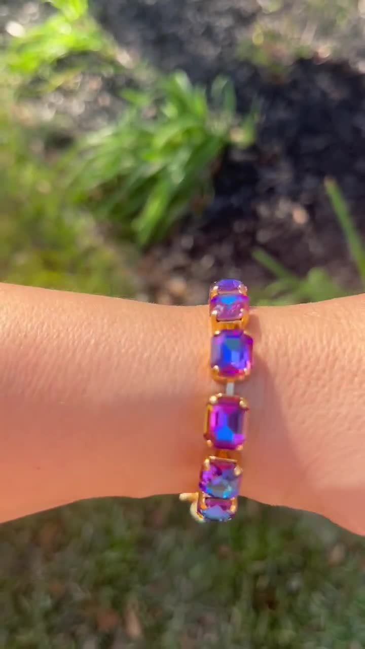 ピーコックエメラルド • 10 x 8 mm 天然水晶ブレスレット - Etsy 日本