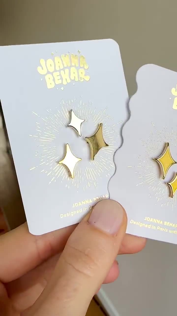 Shiny Sparkle Emoji Enamel Pins | Set of 3 Kira Kira Stars Brooch