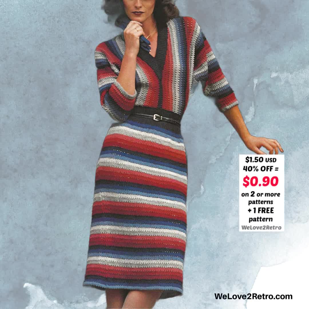 RETIREMENT-SALE*** Knit Dress Pattern  Easy Vintage Sweater-dress,  Handmade Women's Tunic Dress - Etsy