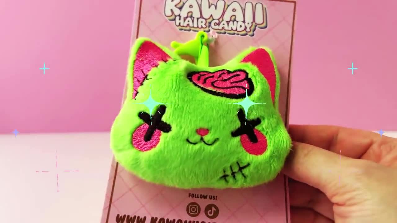 Creepy Cute Zombie Cat Plush Bag Charm, Gurokawa Halloween Undead