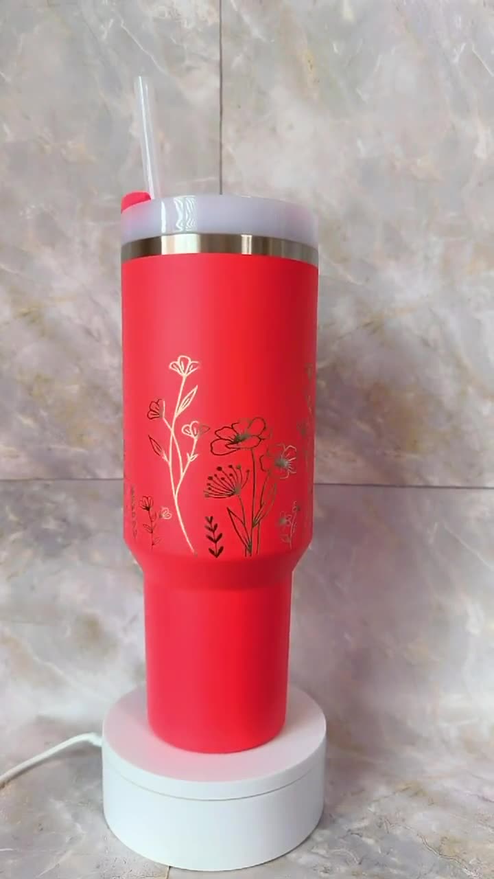 Personalized 40oz STANLEY Engraved Tumbler with Handle, Stainless Steel Travel Mug video poster