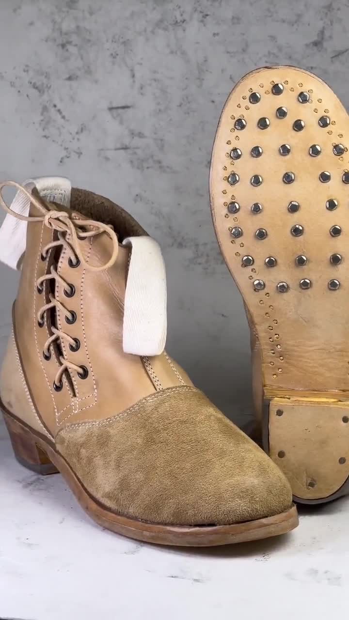Handcrafted M1893 Leather Boots | German Side-lace, Historical