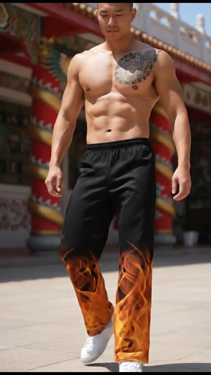 Pants on Fire Wide-leg Pants, Jin Kazama Pants, Flames Pants Pants on Fire Wide-leg Pants, Jin Kazama Pants, Flames Pants