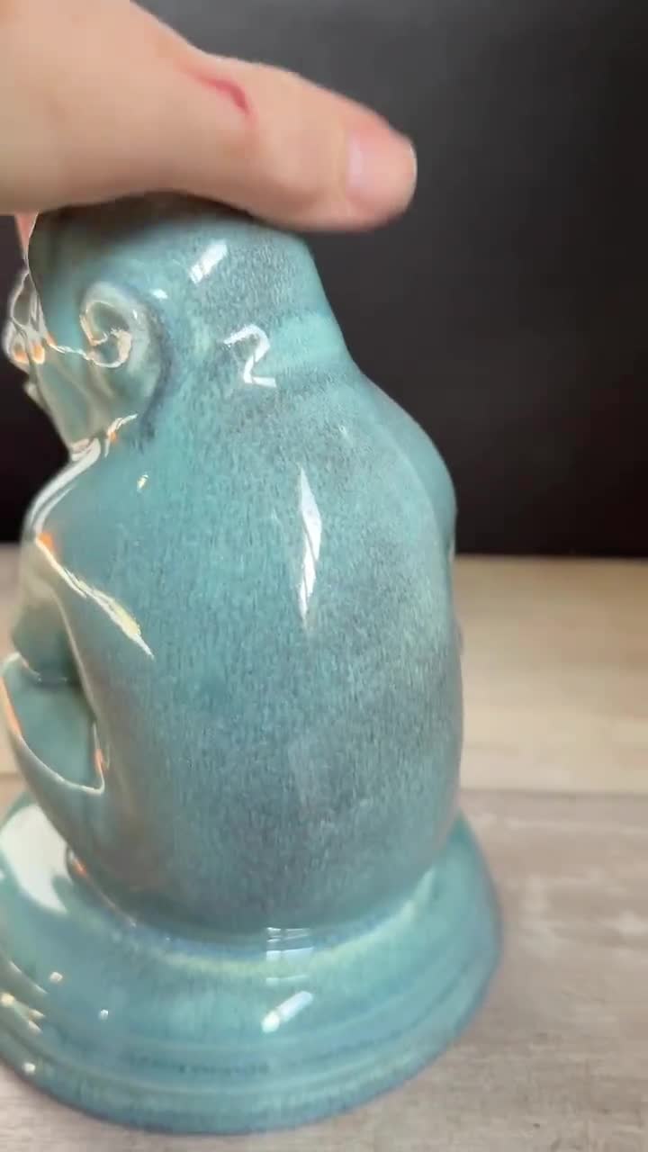 Vintage Blue Pottery Statue Beswick Pottery Chimpanzee Monkey #397