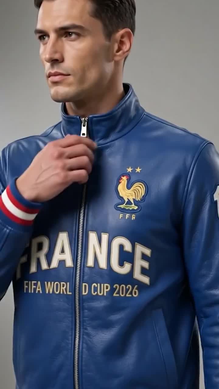 France FIFA World Cup 2026 Bomber Jacket | Blue Faux Leather