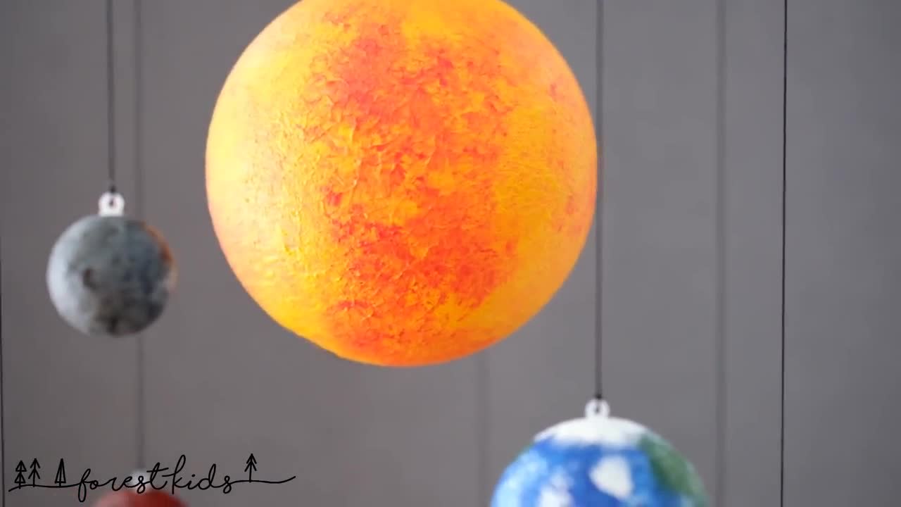 手描きの太陽系模型の吊り下げ、太陽モビール、太陽と惑星の模型、惑星
