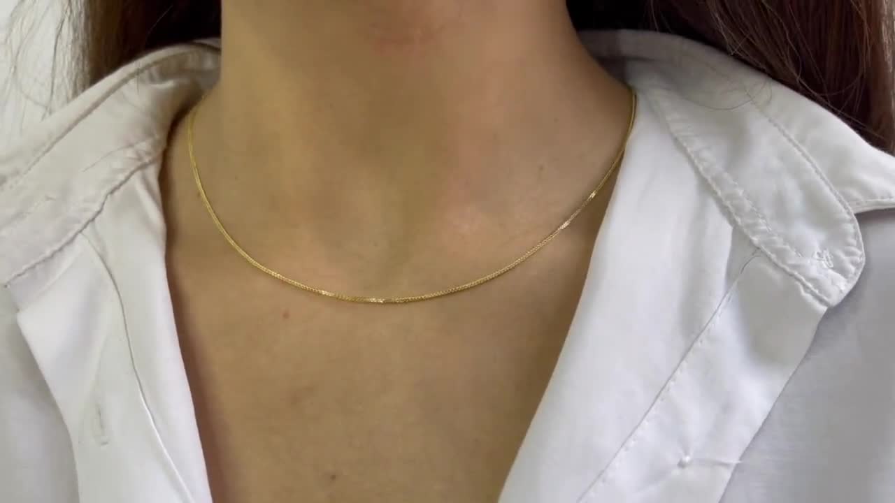 ネックレス・ペンダント Vine Chain Necklace 14K Gold Vine Chain Necklace for Woman/ 14K Solid Yellow