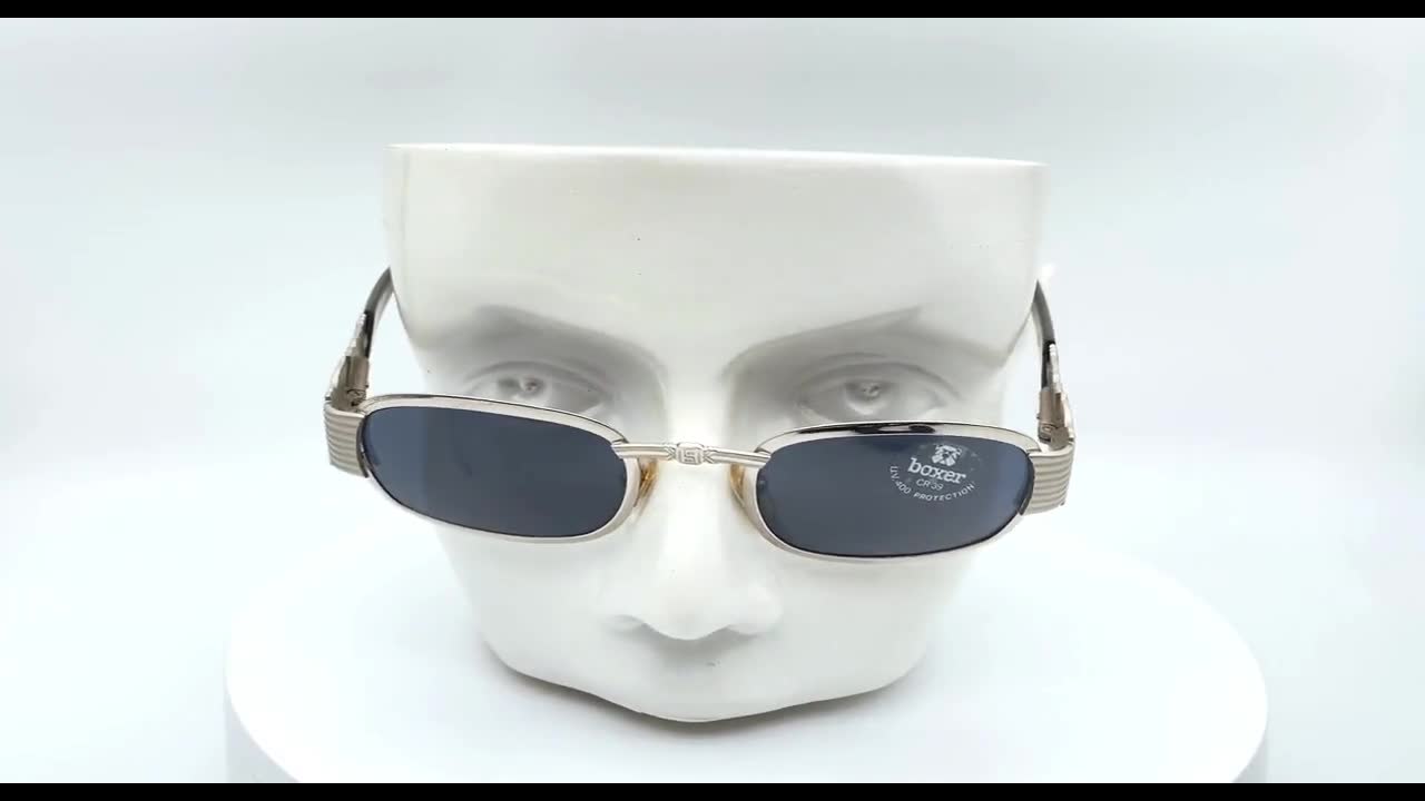 ボクサー純金サングラス、オーバルシルバーフレームサングラス