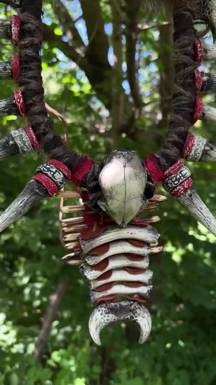 Post-apocalypse Shaman Jewelry | Bird Skull Necklace | Barbarian