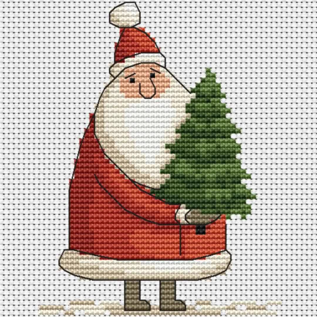 サンタクロースのクロスステッチパターン、小さな刺繍、クリスマス