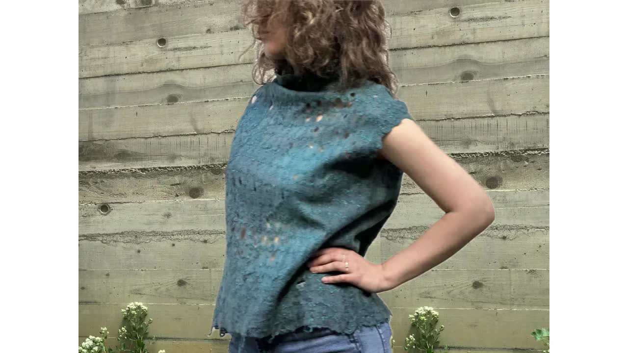 Nunofelt blouse,Woman gift ,Unique design sold , Australian merino wool , Art felt