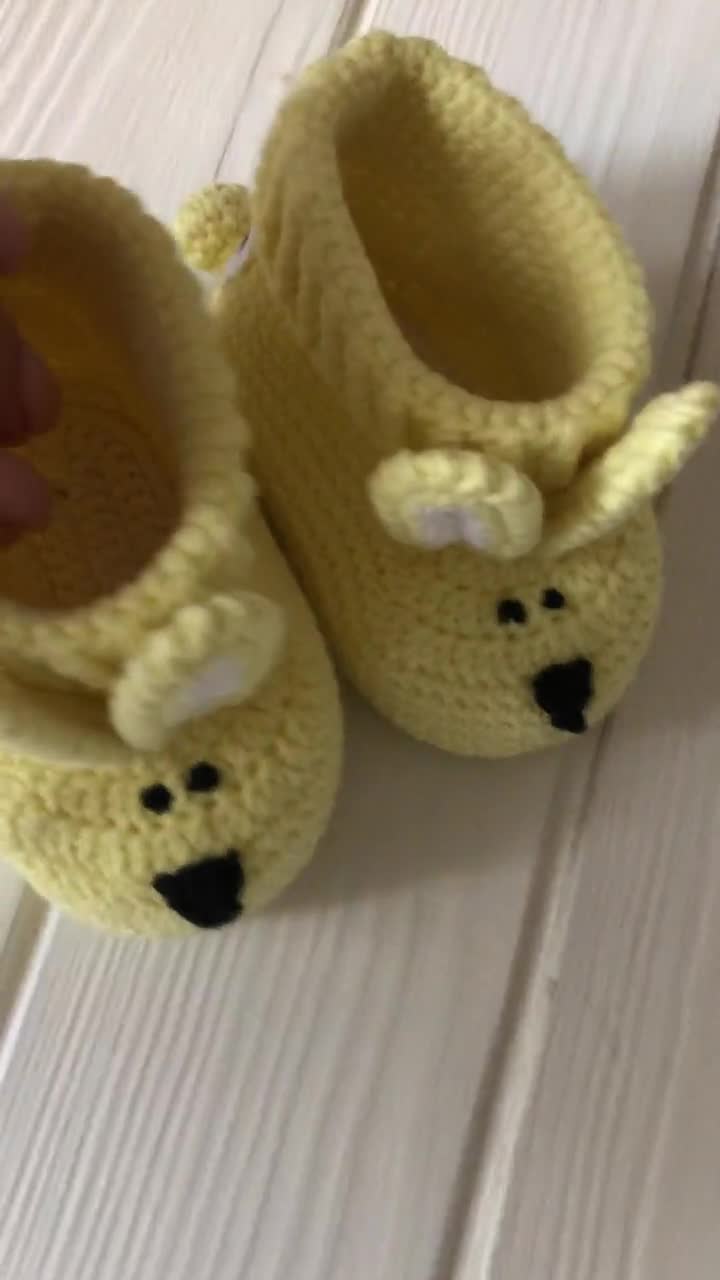 Newborn shoes crochet baby crib yellow bunny booties for girl boy Unique organic coming home outfit for new mom pregnancy gift 30 10