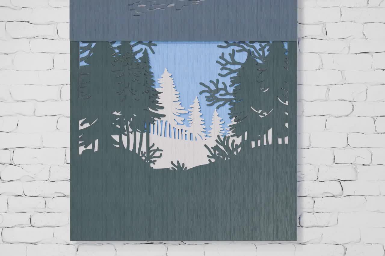 レーザーカット冬の森の風景：シャドウボックスSVG DXF PDF - Etsy 日本
