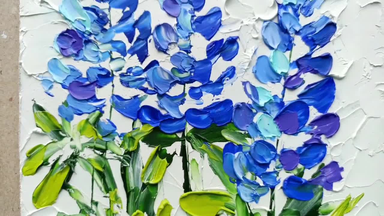 Bluebonnet Painting Texas Original Art Impasto Oil Lone Star