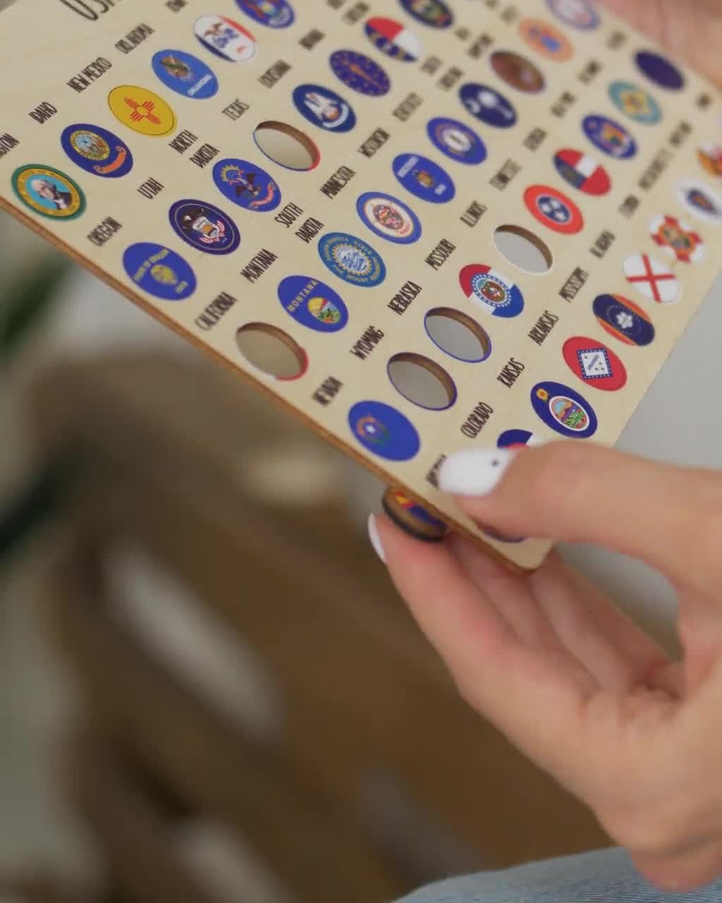 アメリカ旅行地図、押しピン地図、アメリカ合衆国木製地図、アパートの