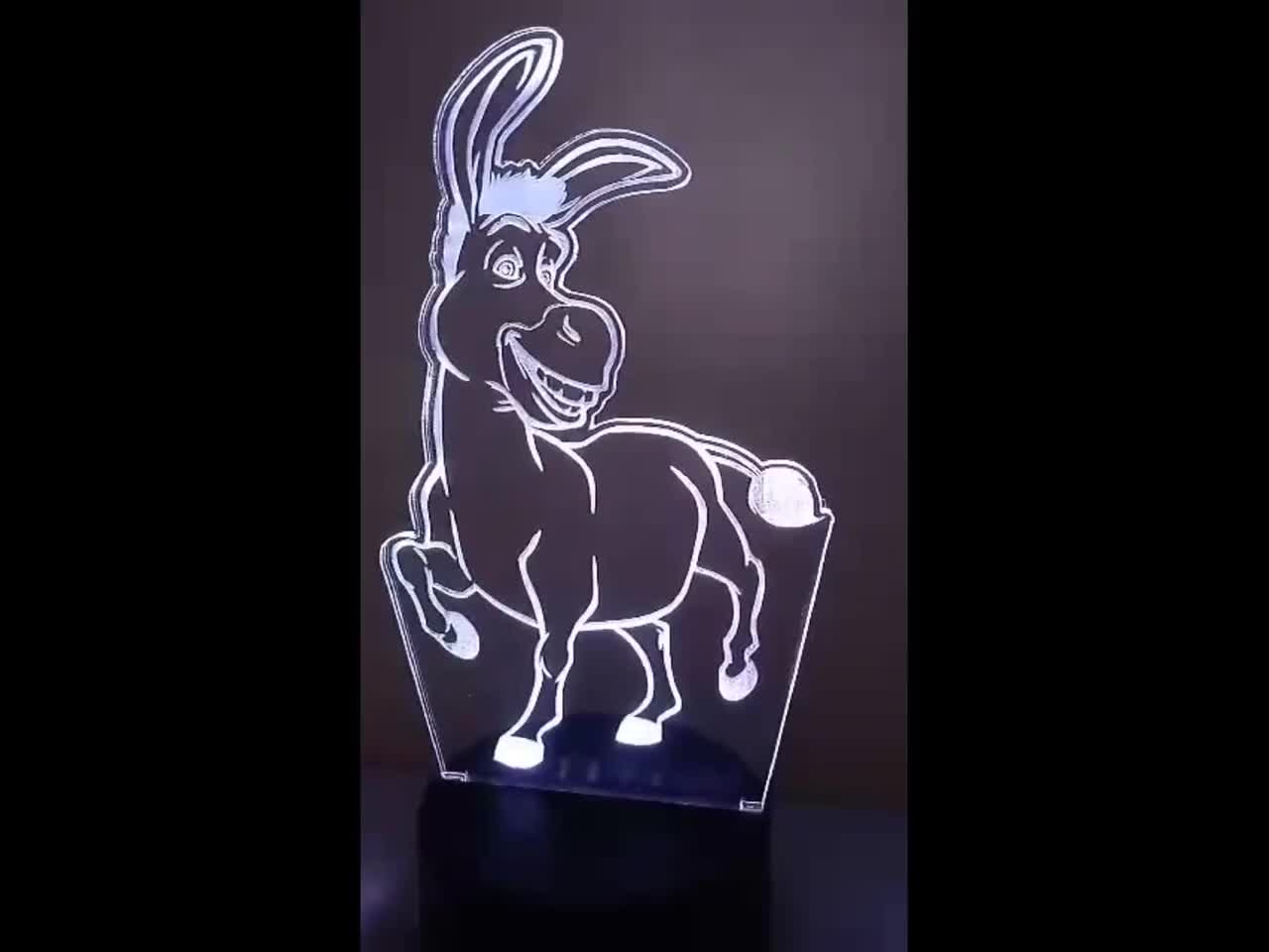 Donkey LED Lamp With Remote Control. Children's Bedroom Decor. the