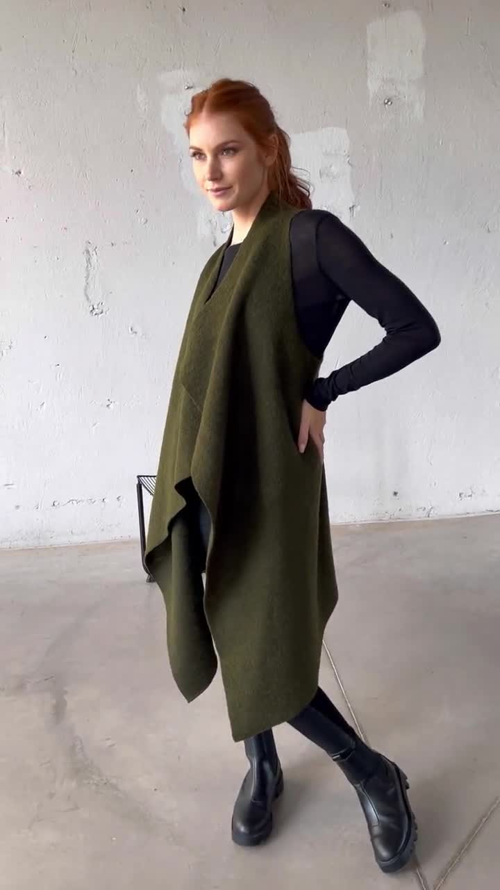 Long Wool Vest for Women, Winter Vest, Warm Autumn Vest