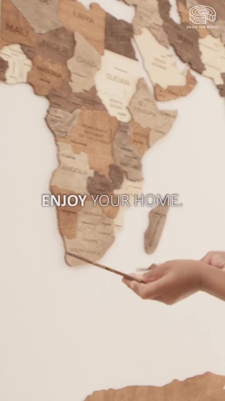 Wooden World Map Enjoy The Wood, Home Decor, World Map Wall