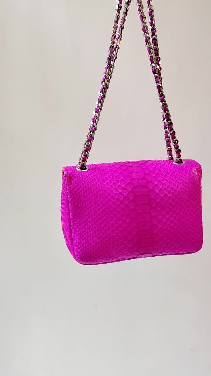 Genuine Python Skin Fuchsia Summer Mini Bag| Adjustable