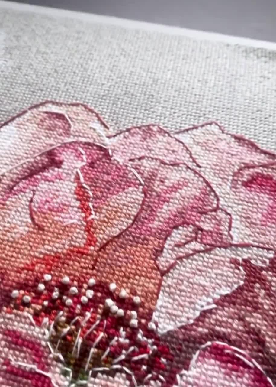 クロスステッチキット カラフルな牡丹、花の刺繍、DIY ピンクの牡丹