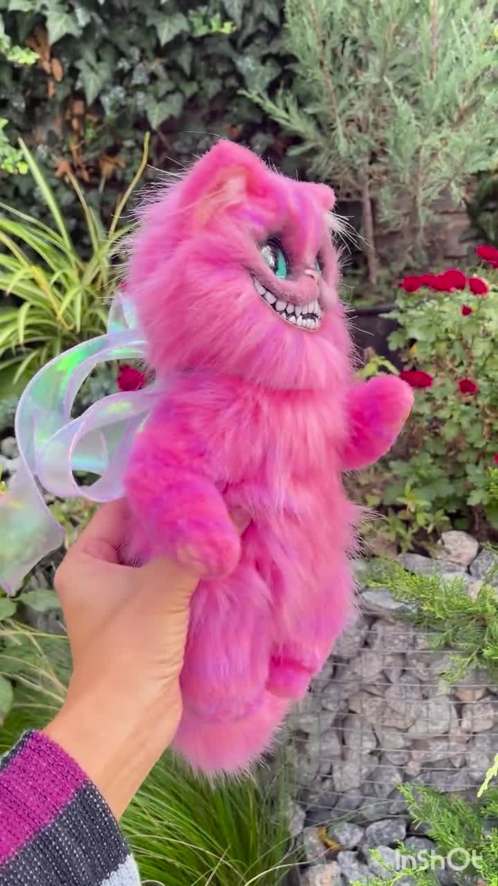 チェシャ猫のふわふわリアルなおもちゃ ピンク - Etsy 日本