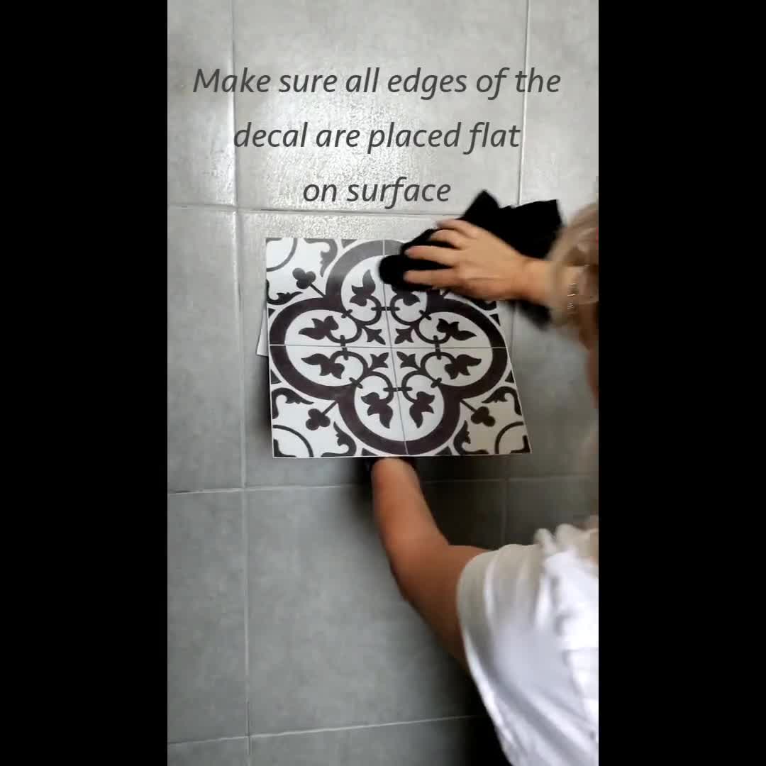 Peel and Stick Gray Moroccan Tile Stickers Perfect for Flooring Walls!  StickOn Linoleum Flooring - Moroccan Tile Stickers in Gray WaterProof