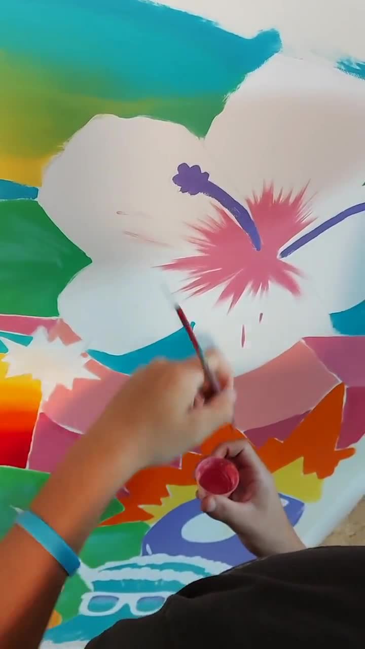 大きなグラフィティウォールアート、カラフルなキャンバスアート