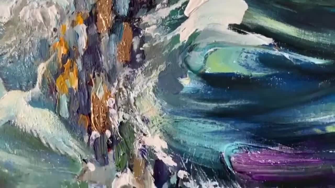 出エジプト記の絵画、現代の青い紅海を分ける絵画、ユダヤの抽象芸術