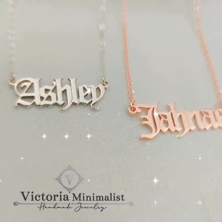 Gothic Name Necklace • Gothic Name Plate • Gothic Font Name