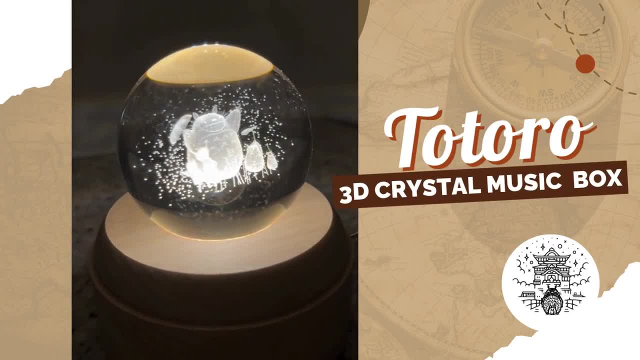 トトロ オルゴール ナイトライト 3Dクリスタルボールオーナメント LED
