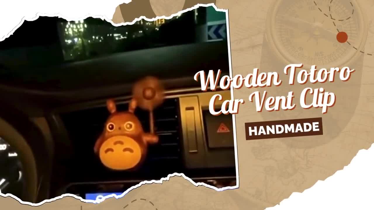 Handcrafted Wooden Totoro Inspired Car Vent Clip, Car Air